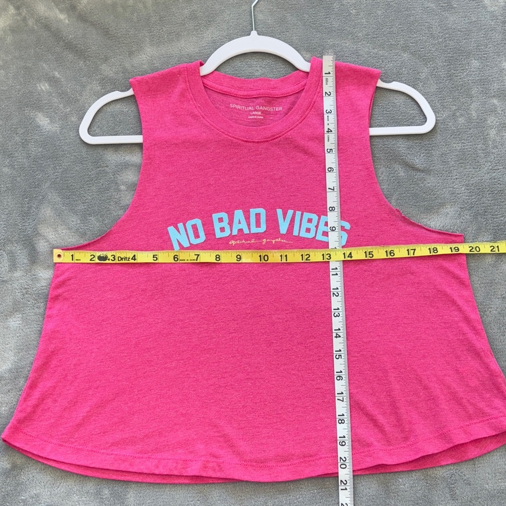 Spiritual Gangster Fuchsia Muscle Tee - No Bad Vibes L - Picture 5 of 6